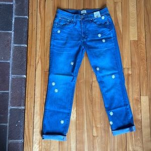 J. Crew daisy embroided Jeans